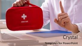  Presentation with telemedicine - Presentation featuring young male doctor in telemedicine background and a coral colored foreground