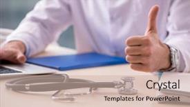  Presentation with telemedicine - Amazing presentation having young male doctor in telemedicine backdrop and a soft green colored foreground