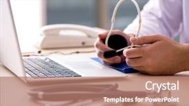  Presentation with telemedicine - Beautiful slide set featuring young male doctor in telemedicine backdrop and a coral colored foreground