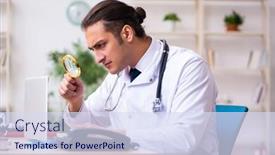  Presentation with telemedicine - Colorful slide deck enhanced with young-male-doctor-in-telemedicine backdrop and a sky blue colored foreground