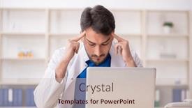  Presentation with telemedicine - PPT layouts featuring young-male-doctor-in-telemedicine background and a soft green colored foreground