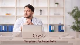  Presentation with telemedicine - PPT theme having young-male-doctor-in-telemedicine background and a soft green colored foreground