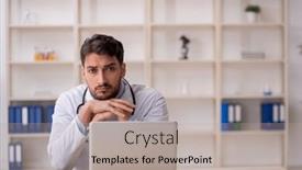  Presentation with telemedicine - PPT layouts consisting of young-male-doctor-in-telemedicine background and a light gray colored foreground