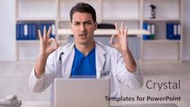  Presentation with telemedicine - Slides enhanced with young-male-doctor-in-telemedicine background and a light gray colored foreground