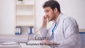  Presentation with telemedicine - PPT layouts featuring young-male-doctor-in-telemedicine background and a light gray colored foreground