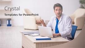  Presentation with telemedicine - Presentation design featuring young-male-doctor-in-telemedicine background and a white colored foreground