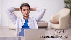  Presentation with telemedicine - PPT layouts with young-male-doctor-in-telemedicine background and a mint green colored foreground