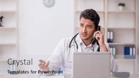  Presentation with telemedicine - Presentation theme enhanced with young-male-doctor-in-telemedicine background and a light gray colored foreground
