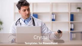  Presentation with telemedicine - Presentation having young-male-doctor-in-telemedicine background and a coral colored foreground