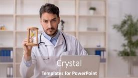  Presentation with time management - Slides enhanced with young-male-doctor-in-time background and a gray colored foreground