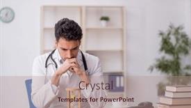  Presentation with management - Theme enhanced with young-male-doctor-in-time background and a coral colored foreground