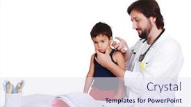  Presentation with medical - Beautiful slides featuring young male doctor in white has some medical activities backdrop and a sky blue colored foreground