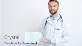  Presentation with making medicine - PPT layouts enhanced with young-male-doctor-in-whitecoat background and a sky blue colored foreground