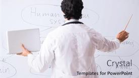  Presentation with whiteboard - Presentation theme enhanced with young-male-doctor-neurologist background and a sky blue colored foreground