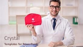  Presentation with paramedic - PPT theme enhanced with young-male-doctor-paramedic-holding background and a lemonade colored foreground