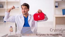  Presentation with paramedic - Presentation theme featuring young-male-doctor-paramedic-working background and a lemonade colored foreground