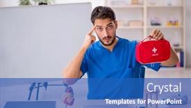  Presentation with paramedic - Theme enhanced with young-male-doctor-paramedic-working background and a teal colored foreground