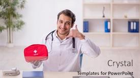  Presentation with paramedic - Slide set having young-male-doctor-paramedic background and a lemonade colored foreground