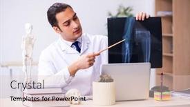  Presentation with radiologist - Audience pleasing presentation theme consisting of young-male-doctor-radiologist-working backdrop and a lemonade colored foreground