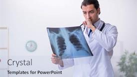  Presentation with radiologist - Slide deck featuring young-male-doctor-radiologist-working background and a light blue colored foreground