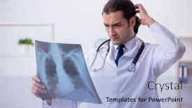  Presentation with radiologist - Amazing slide deck having young-male-doctor-radiologist-working backdrop and a light blue colored foreground