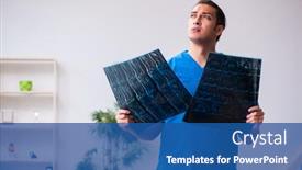  Presentation with radiologist - Colorful slide set enhanced with young-male-doctor-radiologist-working backdrop and a ocean colored foreground