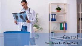  Presentation with radiologist - Slide set consisting of young-male-doctor-radiologist-working background and a light blue colored foreground