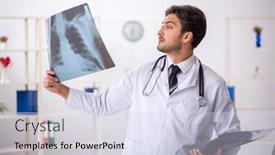  Presentation with radiologist - PPT theme having young-male-doctor-radiologist-working background and a  colored foreground