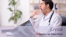  Presentation with radiologist - PPT theme having young-male-doctor-radiologist-working background and a light blue colored foreground