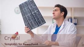  Presentation with radiologist - Slides enhanced with young-male-doctor-radiologist-working background and a coral colored foreground