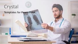  Presentation with radiologist - PPT theme having young-male-doctor-radiologist-working background and a white colored foreground