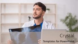  Presentation with radiologist - Theme enhanced with young-male-doctor-radiologist-working background and a  colored foreground