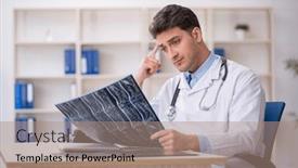  Presentation with radiologist - Presentation theme enhanced with young-male-doctor-radiologist-working background and a  colored foreground
