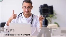  Presentation with blog - Colorful PPT theme enhanced with young male doctor recording video for his blog backdrop and a lemonade colored foreground