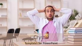  Presentation with cardiologist - Beautiful slide set featuring young-male-doctor-student-cardiologist backdrop and a coral colored foreground