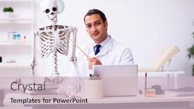  Presentation with hologram mesh human male - Beautiful slide set featuring young-male-doctor-studying-human backdrop and a lemonade colored foreground