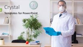  Presentation with doctor office - Presentation theme consisting of young-male-doctor-virologist background and a white colored foreground