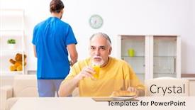  Presentation with old young - Theme with young-male-doctor-visiting-old background and a lemonade colored foreground