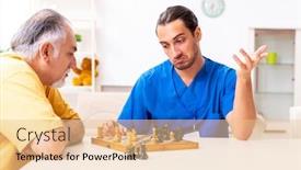  Presentation with old young - PPT theme featuring young-male-doctor-visiting-old background and a lemonade colored foreground