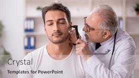  Presentation with old young - Slides consisting of young-male-doctor-visiting-old background and a light gray colored foreground