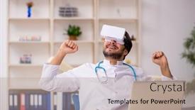  Presentation with virtual - Slide deck consisting of young-male-doctor-wearing-virtual background and a  colored foreground