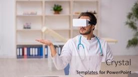  Presentation with virtual - Presentation theme having young-male-doctor-wearing-virtual background and a mint green colored foreground