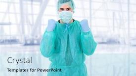  Presentation with winning - Beautiful presentation theme featuring young-male-doctor-winning backdrop and a light blue colored foreground