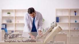  Presentation with skeleton - Presentation design with young-male-doctor-with-skeleton background and a mint green colored foreground