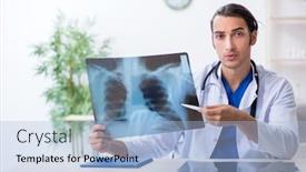  Presentation with clinic - Audience pleasing slide set consisting of cancer - young male doctor working backdrop and a light blue colored foreground