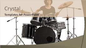  Presentation with stage - Slides enhanced with young-male-drummer-playing background and a soft green colored foreground