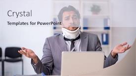  Presentation with car accident - Theme with young-male-employee-after-car background and a sky blue colored foreground