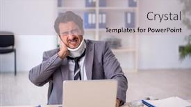  Presentation with car accident - Presentation design with young-male-employee-after-car background and a light gray colored foreground