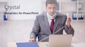  Presentation with car accident - Presentation design consisting of young-male-employee-after-car background and a white colored foreground