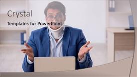  Presentation with workplace accident - Presentation theme with young-male-employee-after-car background and a  colored foreground